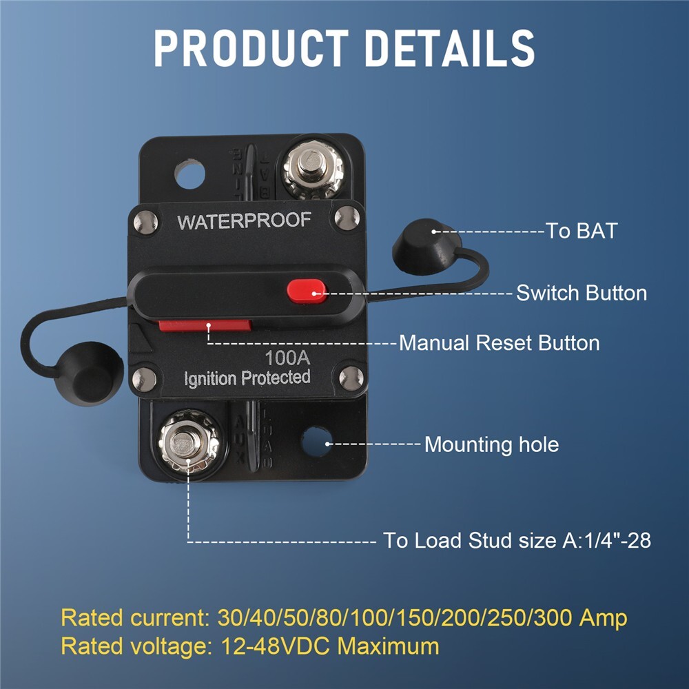 Interruttore Fusibile 100A 12V Con Reset Manuale | Design Compatto 225FWY