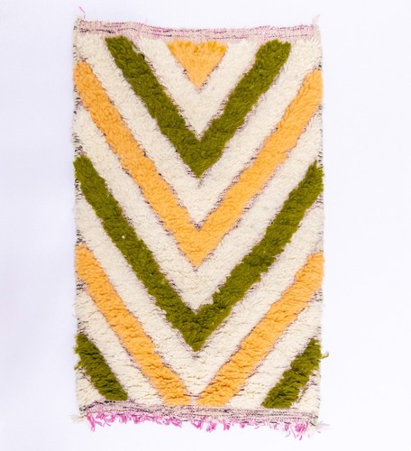 Small Colorful Moroccan Rug, Orange green Handmade for Entryway Bathroom Nursery - Picture 5 of 10