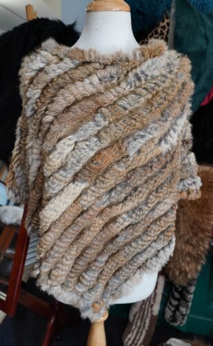 A Beautiful Natural Brown Rabbit Fur Poncho - Picture 2 of 6