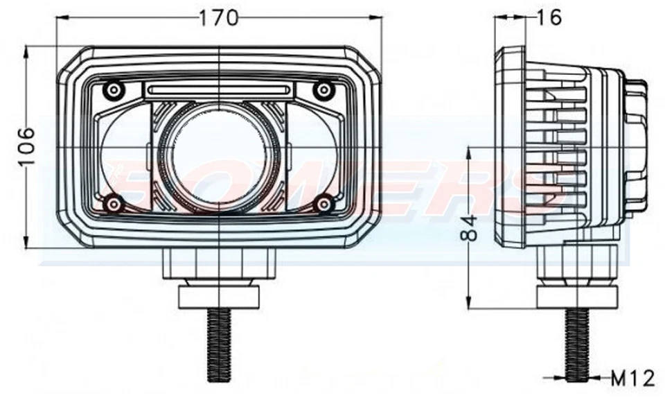 Vertical Mount Rectangular LED Headlight Headlamp With DRL Light Tractor Plant - Image 3 of 3