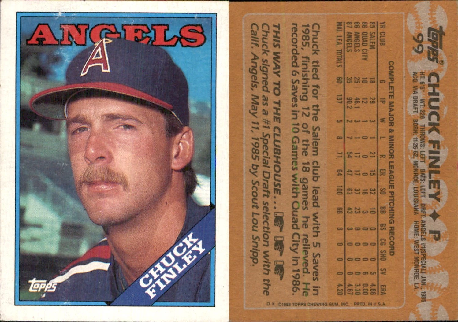Chuck Finley trading card