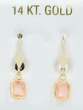 GENUINE 1.82 Cts MORGANITE DANGLING EARRINGS 14K GOLD - Free Appraisal Service