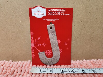 Holiday Time Christmas Ornament Monogram Letter Ornament ''J'' Faux Wood 4'' NEW