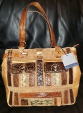 Nwt Tosca Blu Handbag Purse Italy Snakeskin Leather Hippy Chick Free Gift!