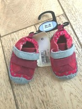 MARKS AND SPENCER REAL LEATHER SUEDE RED GREY BOOTIES BABY 0 3 6 12 MO BNWT