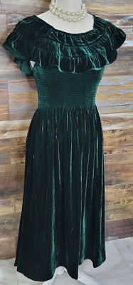 NWT Hill House Home Emerald Green Velvet Silk Blend Nap Dress Size XS | eBay