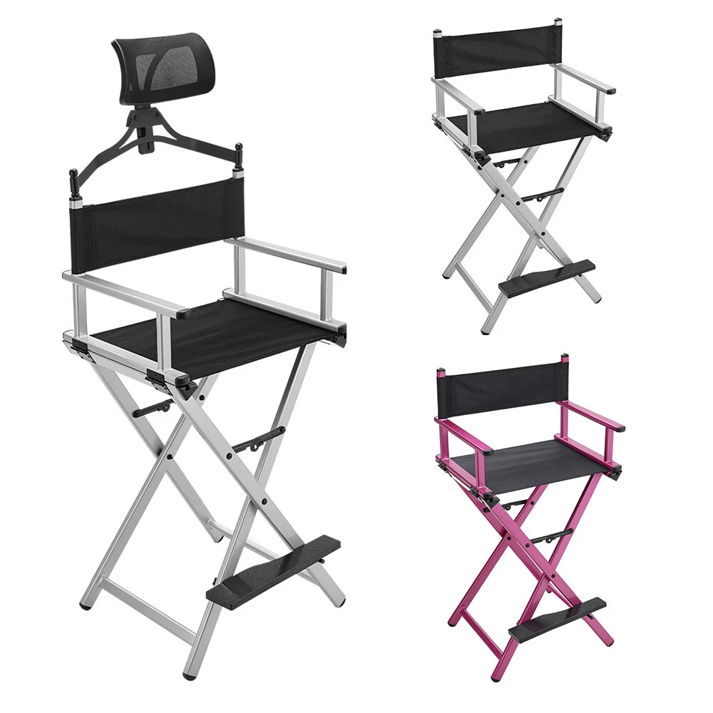 Folding Professional Directors Chair Makeup Chair Collapsible Tall Chair W Tray
