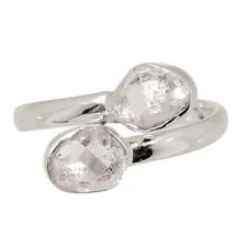 Natural Herkimer Diamond - USA 925 Sterling Silver Ring Jewelry s.10 ALLR-31510