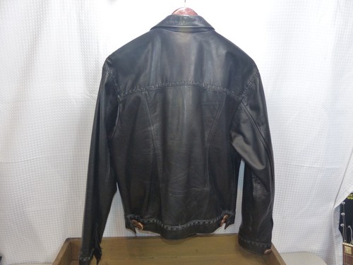 VTG BUFFALO CHIPS by Arturo BLACK LEATHER FRINGE JACKET ANTLER BUTTONS SIZE 40 - Picture 21 of 22