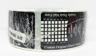 Tammy Taylor Double Thick Nail Form- Custom Original SQUARE - BLACK - 200 labels