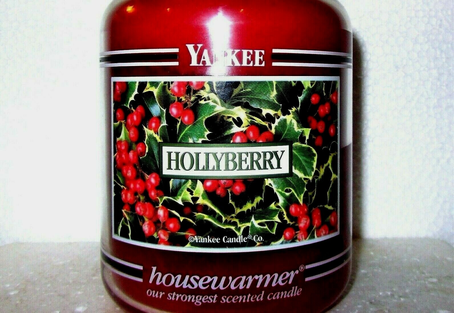 Yankee Candle Retired Black Band "HOLLYBERRY" 22 oz WHITE LABEL RARE