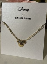 DISNEY X BAUBLEBAR GOLD TONE MINNIE MOUSE NECKLACE W MULTI COLOR RHINESTONE