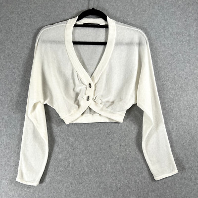 Roberta Scarpa Womens Sz 12 Long Sleeve Crop Cardigan White Pre Owned Excellent