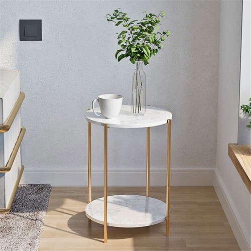 Modern Nordic Marble Coffee Table Living Room Sofa Side Table Round End Table AU - Picture 3 of 12