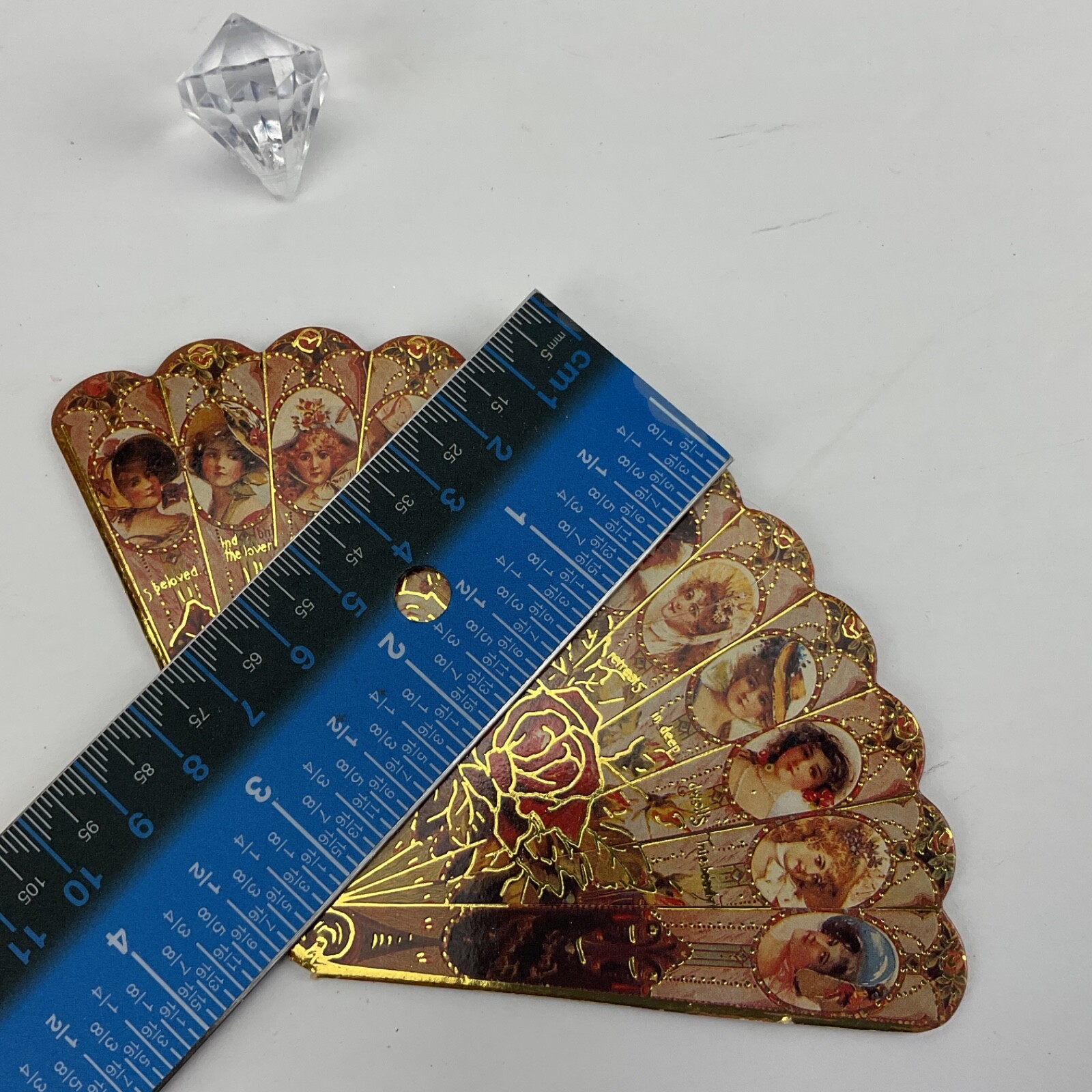 die cut paperboard victorian ornament gold accents Victorian girls on