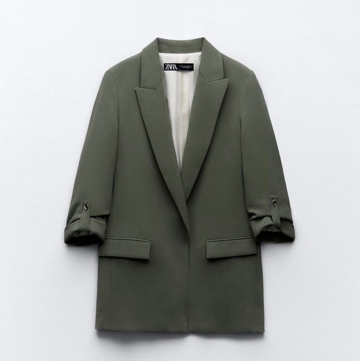 Zara blazer with rolled up sleeves size XS Olive Green 2140 Zara blazer with rolled up sleeves size XS Olive Green 2140