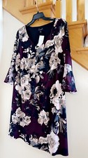 Women  s Formal Dress Plus Size 18W CONNECTED APPAREL Purple Bell Sleeves NEW