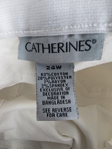 Catherines Women's Plus Size 24W White Stretch Capri Hem Detail - Picture 9 of 11