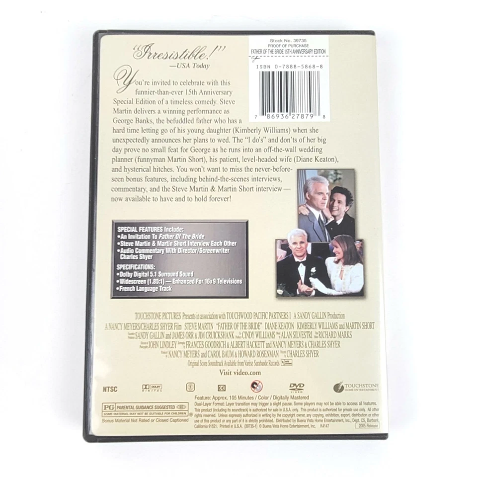 Father of the Bride (DVD, 1991) Steve Martin Diane Keaton Martin Short Foto 2 de 2