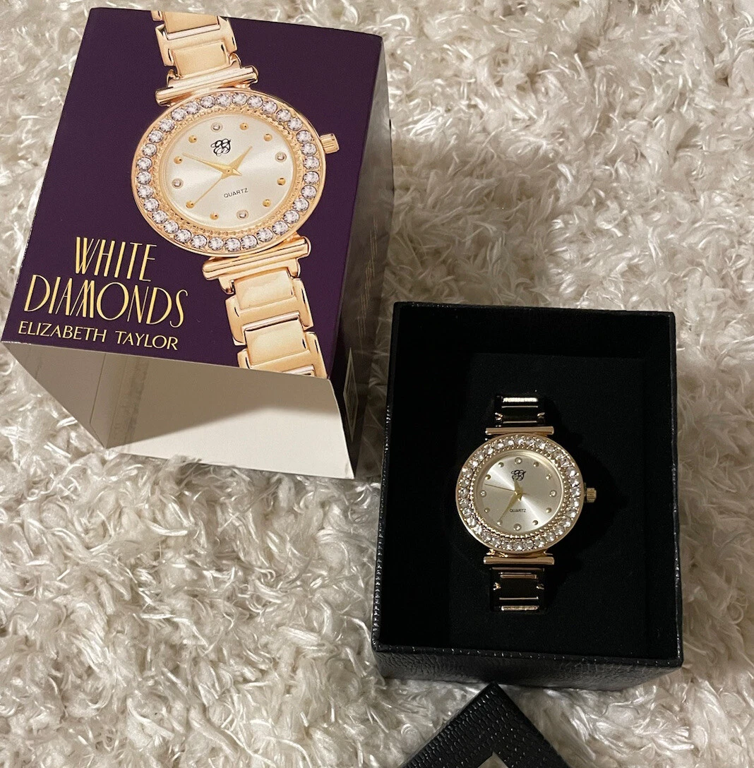 Elizabeth Taylor White Diamonds Gold Tone Watch in Togo Ubuy