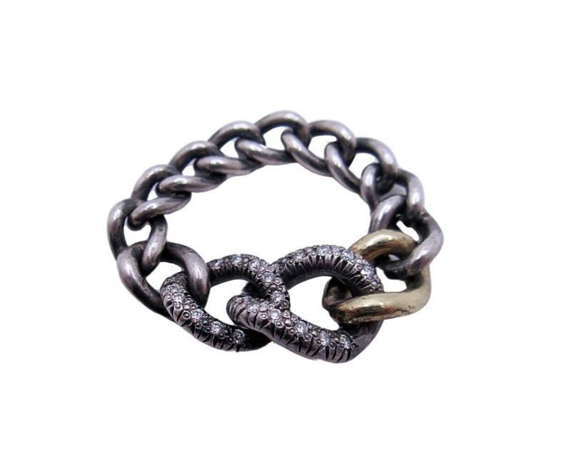 Hum 18K Yellow Gold & Sterling Silver Humete Chain Ring