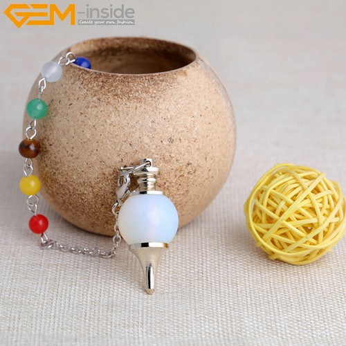 Pendant 7 Chakra Crystal Healing Reiki Dowsing Necklace Chain Natural Ball Shape - Picture 52 of 60