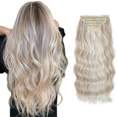 Clips In Hair Extensions 4PCS Real Natural Thick Clip In Full Head as Human Wavy