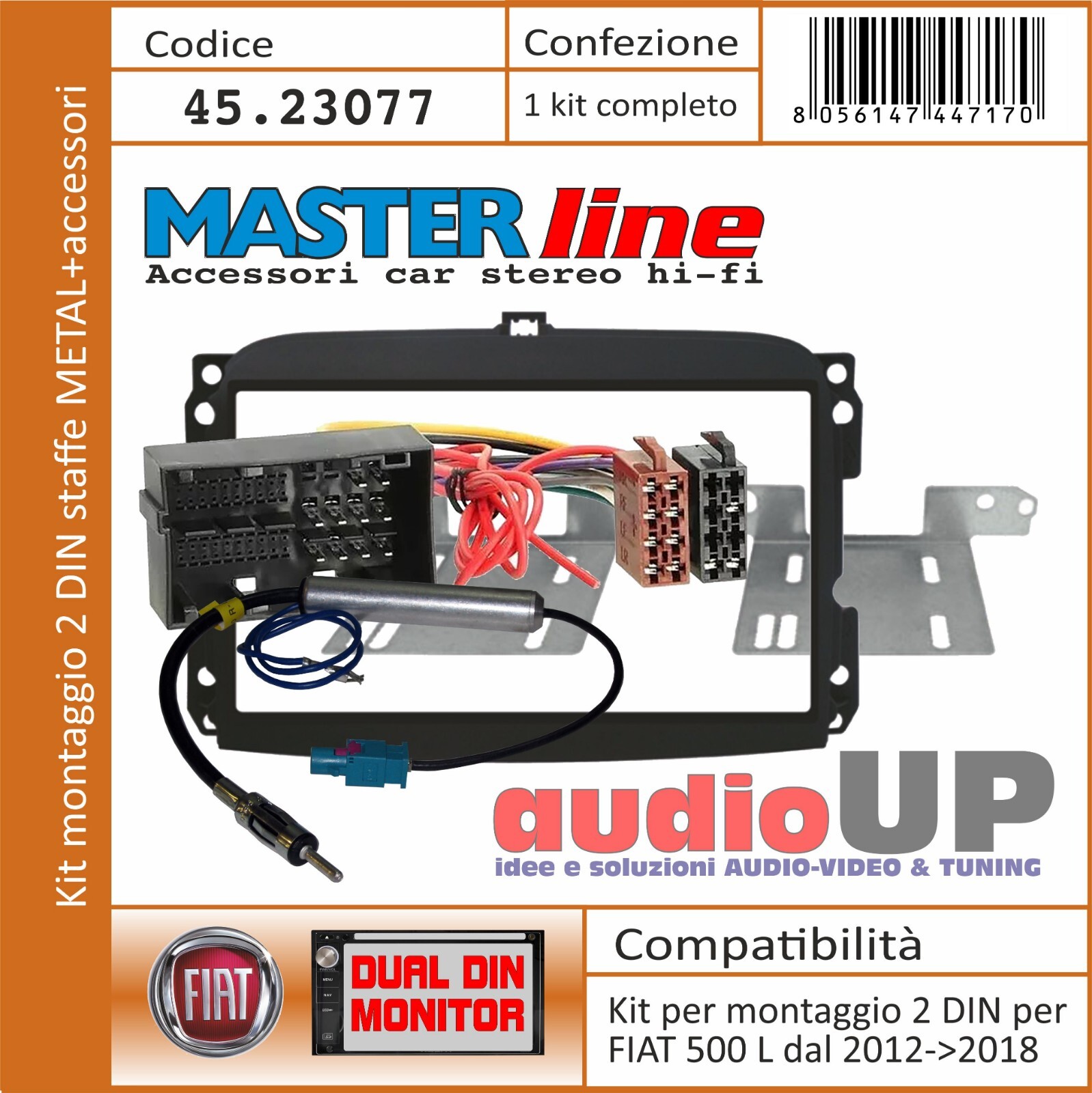 Kit Integrazione Premium 2 DIN per Fiat 500L (2012-2018) Nero Opaco