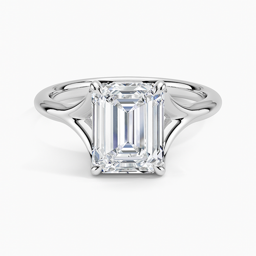 IGI Certified 2 Ct Emerald Lab Grown Diamond 14K Gold Solitaire Split Shank Ring
