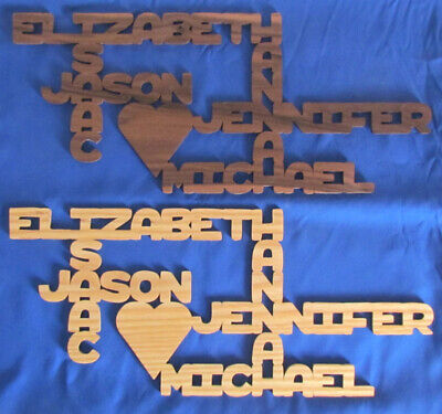 Crossword Names Hand Cut Wall Hanging From Ash Or Walnut 2 9 - Blue Wall Decorations Crossword
