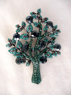 Off Park Collection OPCKR Multicolor Crystals of  Green & Blue Tree Brooch Pin