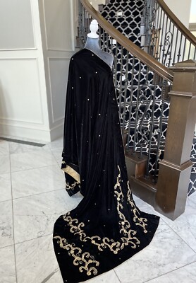 Fine Micro Velvet Shawl With Handwork Gotta,Tilla,sequence&Kamdani 108x 48 Inchs