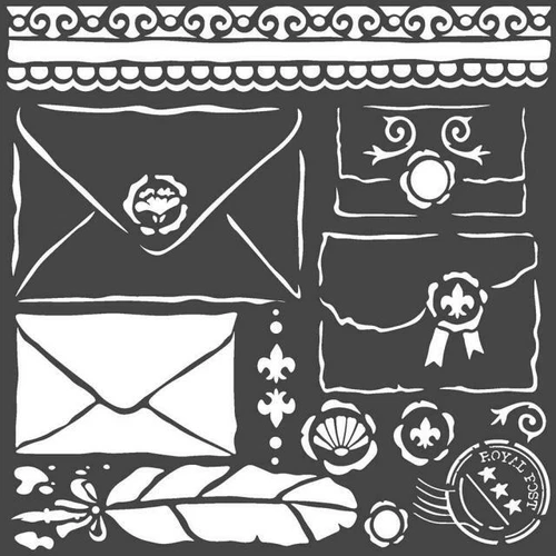 Schablone-Mixed Media-STAMPERIA-18cm x 18cm-Letters-Post Card-KSTDQ57