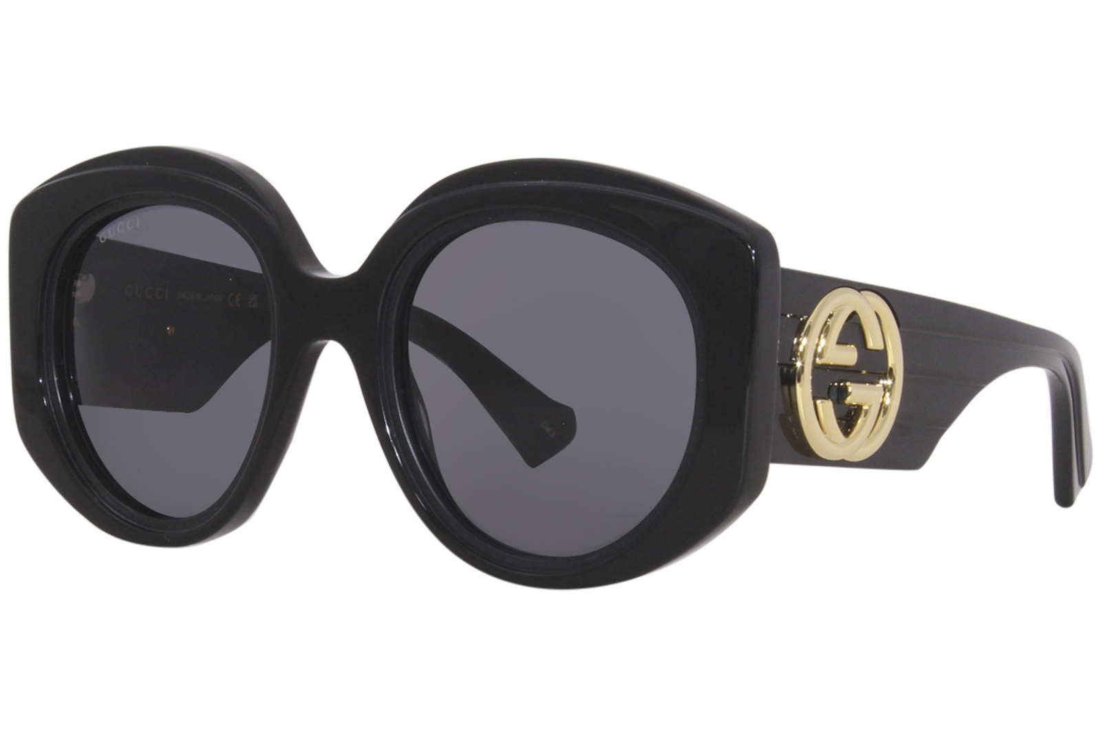 Солнцезащитные очки Gucci GG1308S 001 Женские черные/серые круглой формы 53 мм