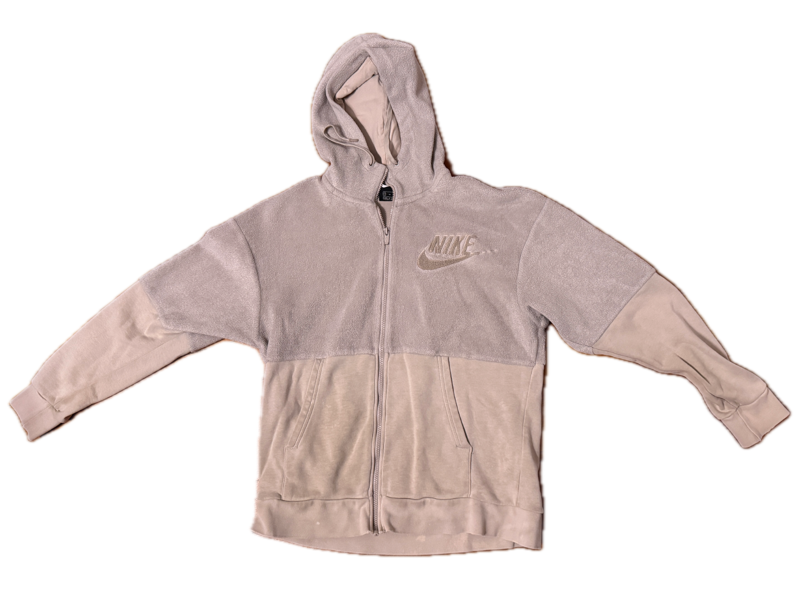 Nike Sportswear Zip-Up Hooded Sweatshirt Terry Cream White - Men's Medium