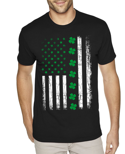 St Pattys Day Irish Distressed Shamrock American Flag Patricks Day T shirts - Picture 2 of 11