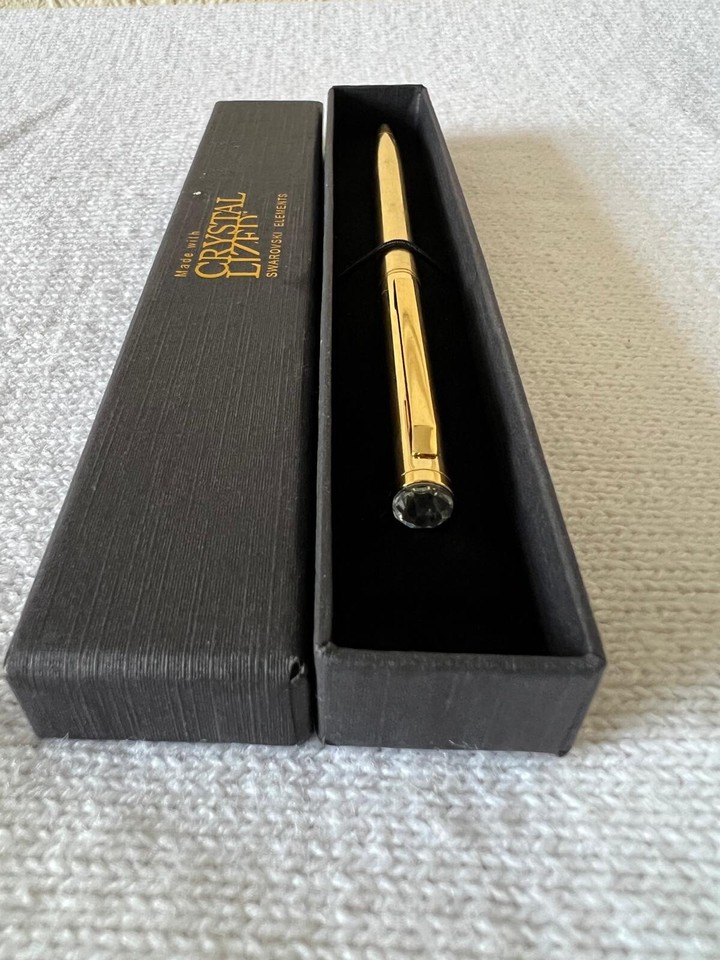 Gold Coloured Ball Point Pen With Swarovski Crystal. eBay