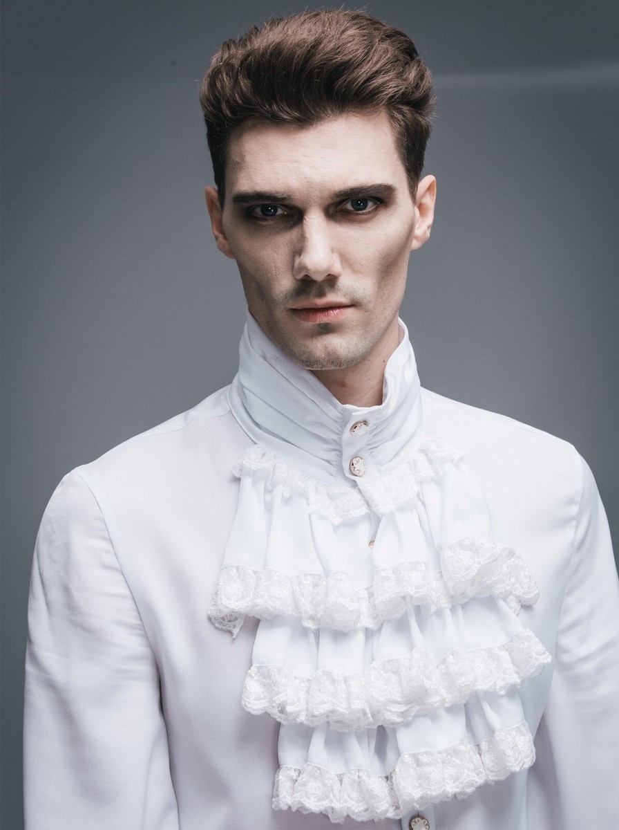 ruffle dress shirts for men Men's White Ruffle Tuxedo Shirt - Vintage Wedding Gala Wear