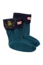 Hunter Original 165725 Kids Octopus Cuff Welly Ocean Blue Socks Size X- Large