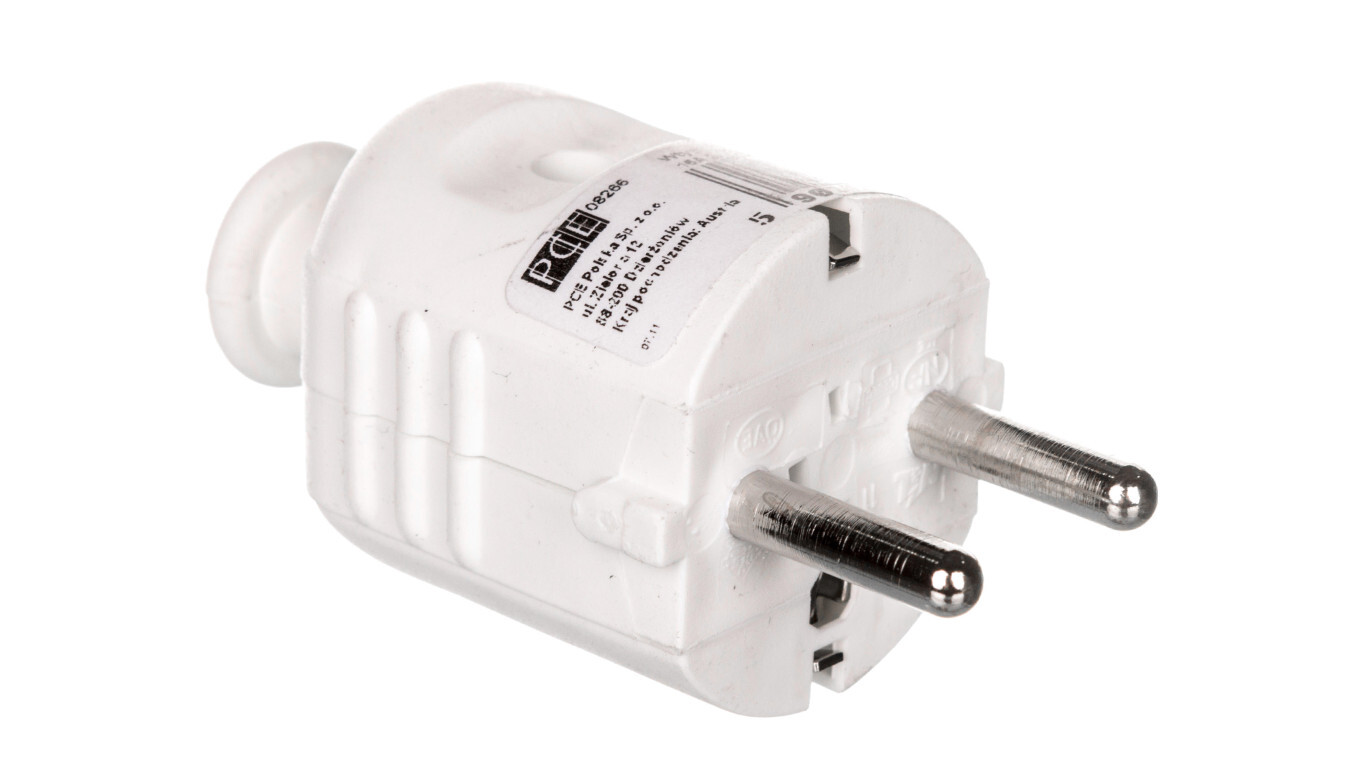 Straight plug 10 / 16A 2P + Z UNI-SCHUKO IP20 white 08266 /T2UK
