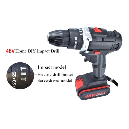 48V 25Speed Cordless Hammer impact Electric Drill Screwdriver & CASE 2xBatteries - Picture 7 of 9