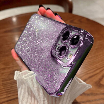 For iPhone 15 14 Pro Max 13 12 XS X XR 8 7 Glitter Plating Soft Phone Case Cover