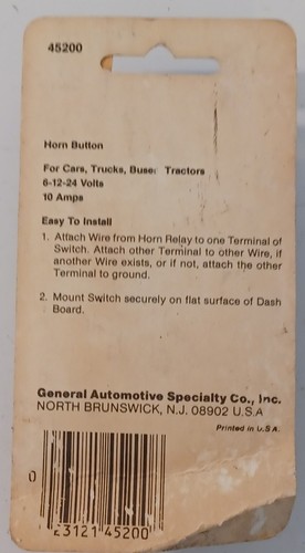 Horn Switch Button General Automotive 45200 NOS - Picture 2 of 2