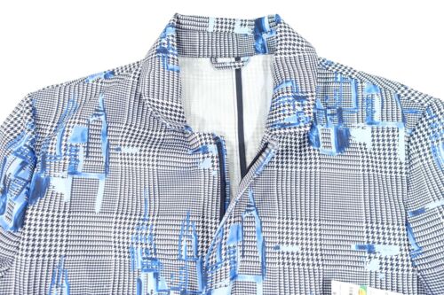 ALFANI BLUE XL NOTCHED HOUNDSTOOTH ABSTRACT LONG 3/4 COAT JACKET MENS NWT NEW - Picture 2 of 10