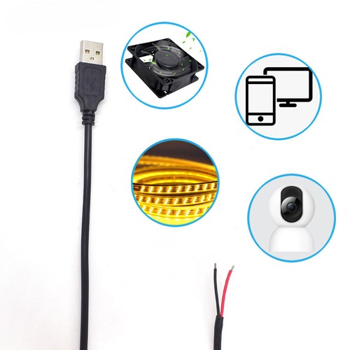 50pcs 1M/3.3FT 20AWG USB 2.0 Male Plug 2pin wire DIY Pigtail cable Black - Picture 2 of 5