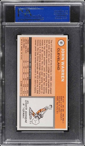 1970 TOPPS BASKETBALL JOHN WARREN #91 PSA 6 - Picture 2 of 2