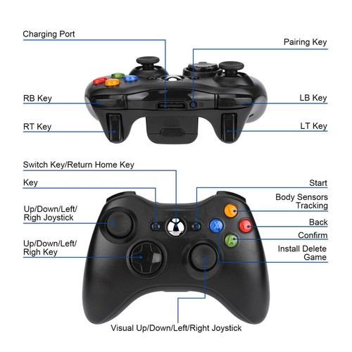 2.4GHz Wireless Game Controller Gamepad for Microsoft XBOX 360 & PC WIN 7 8 10 - Picture 3 of 34