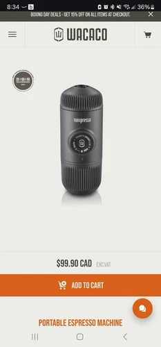 Wacaco Nanopresso Portable Espresso Maker - Black - NS Adapter Accessory (New)