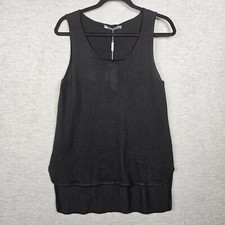 In Cashmere Women's Black Round neck Low-high Hem Sweater Tank Top Size M NEW