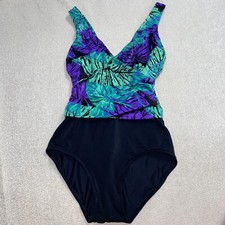 Vintage Catalina Tropical One Piece Bathing Suit 90s Size 10 Medium